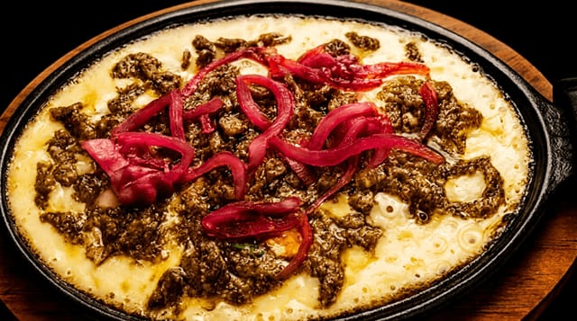 Queso Fundido with Steak.